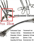 50Pcs Fishing Wire Leaders Saltwater 17Cm 21Cm Rolling Swivel Duo Lock Snap 3-THKFISH FISHING TACKLE CO.,LTD-30pcs 25cm sliver-Bargain Bait Box