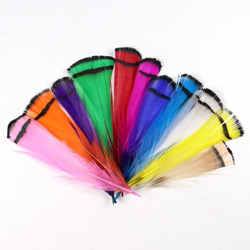 [50Pcs] Lady Amherst Tippet Feather Natural White Red Yellow Pink Purple Green-Fly Tying Materials-Bargain Bait Box-Natural Color-Bargain Bait Box