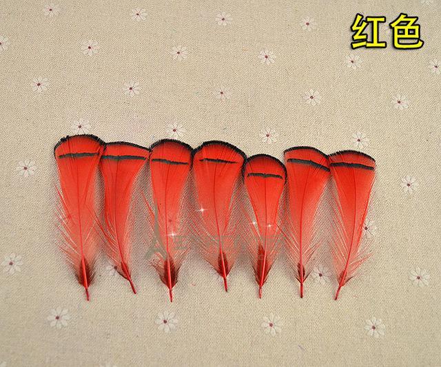 [50Pcs] Lady Amherst Tippet Feather Natural White Red Yellow Pink Purple Green-Fly Tying Materials-Bargain Bait Box-Red-Bargain Bait Box