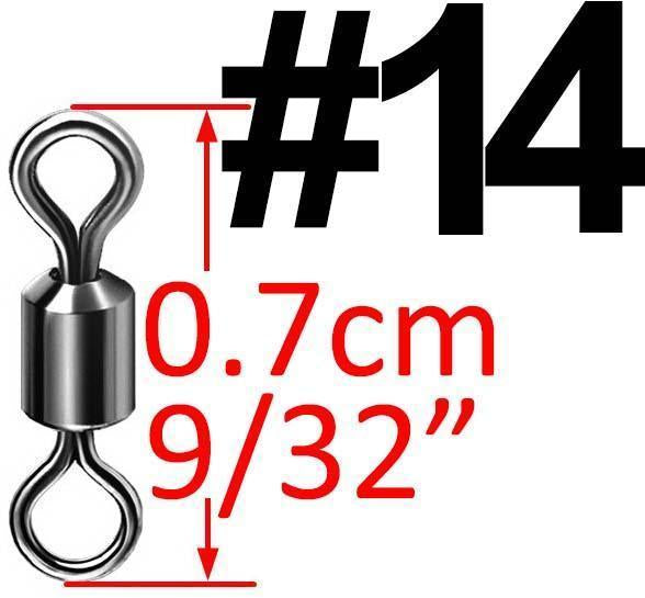 50Pcs Stainless Steel Fishing Barrel Swivel Solid Ring Sizes