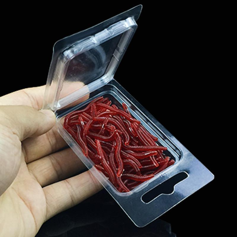 50Pcs/Box Artificial Earthworm Fishing Lure Blood Worm Maggot Soft