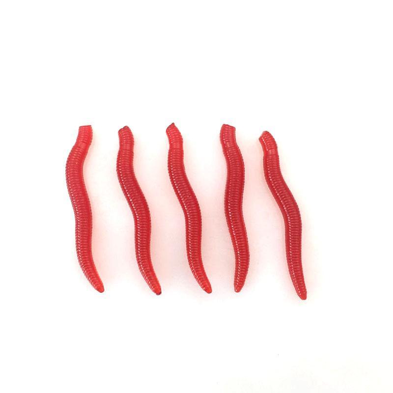 50Pcs/Lot 4Cm Soft Bait Carp Fishing Lure Silicone Bait Smell Red Worm Lures-Be a Invincible fishing Store-Bargain Bait Box