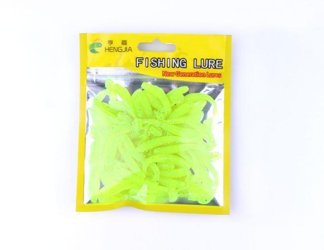 50Pcs/Lot Luminous Paddle Tail Soft Grubs 1G 50Mm Glow In Dark T Tail Lure Jig-SUPERFISH Store-SO033-7-Bargain Bait Box
