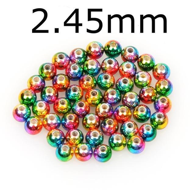 50Pcs/Lot Tungsten Fly Tying Beads Red Green Rainbow Fly Fishing Nymph Head Ball-AnglerDream Store-245R-Bargain Bait Box