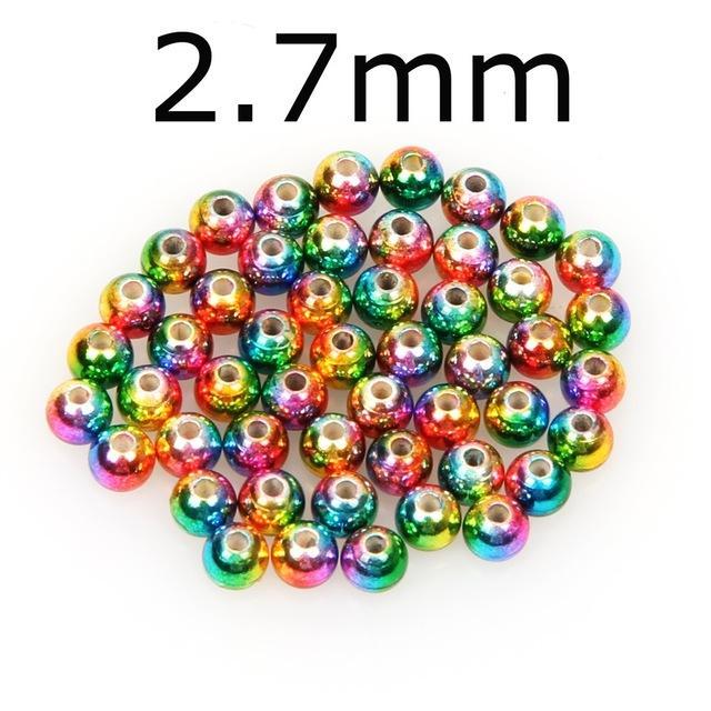 50Pcs/Lot Tungsten Fly Tying Beads Red Green Rainbow Fly Fishing Nymph Head Ball-AnglerDream Store-27C-Bargain Bait Box