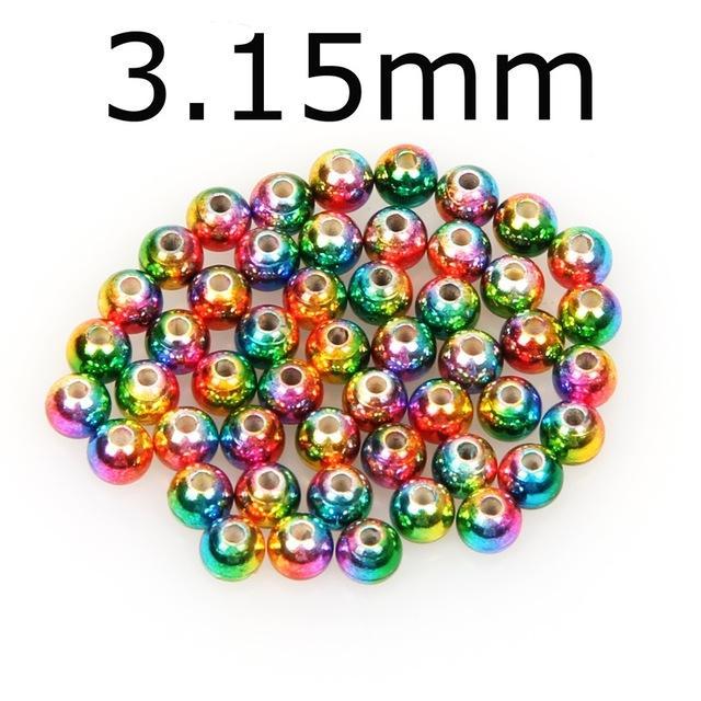 50Pcs/Lot Tungsten Fly Tying Beads Red Green Rainbow Fly Fishing Nymph Head Ball-AnglerDream Store-315C-Bargain Bait Box