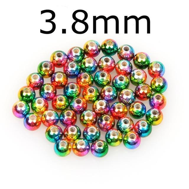 50Pcs/Lot Tungsten Fly Tying Beads Red Green Rainbow Fly Fishing Nymph Head Ball-AnglerDream Store-38C-Bargain Bait Box