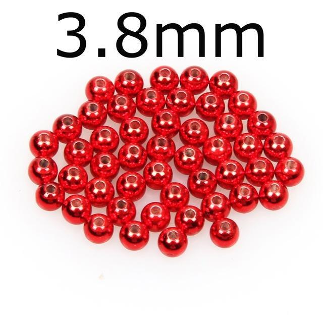 50Pcs/Lot Tungsten Fly Tying Beads Red Green Rainbow Fly Fishing Nymph Head Ball-AnglerDream Store-38R-Bargain Bait Box