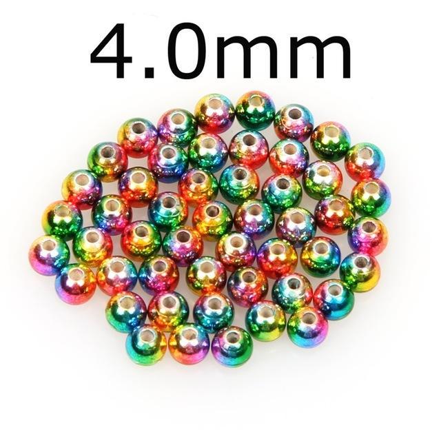 50Pcs/Lot Tungsten Fly Tying Beads Red Green Rainbow Fly Fishing Nymph Head Ball-AnglerDream Store-40C-Bargain Bait Box