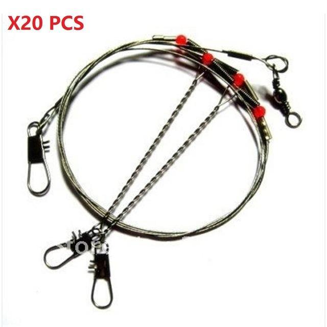 5/10/20Pcs 75Mm Stainless Steel Fishing Wire Leader Arms With 2 Drop Arms Snap-easygoing4-20PCS-Bargain Bait Box