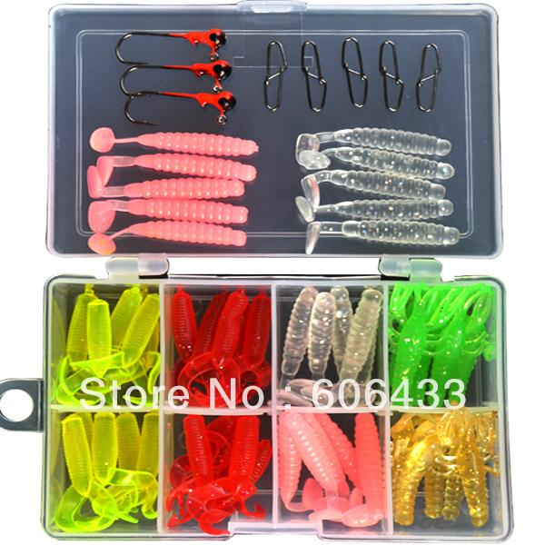 54Pcs Soft Jig Head Hook Fishing Bait Box Set-Jig Kits-Bargain Bait Box-Bargain Bait Box