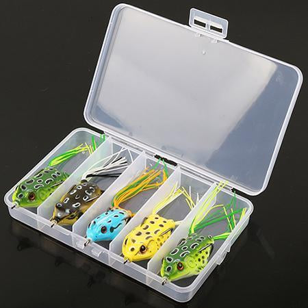 5Pcs/Lot Frog With Box 9-13G 4 Colors Soft Fishing 10Cm Plastic Topwater Frog-Frog Baits-Bargain Bait Box-Bargain Bait Box