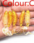 5Pcs/Lot Soft Bait Silicone Bait Worms 6Cm 3.2G Fishing Flexible Curly Tail Grub-Creatures-Bargain Bait Box-C-Bargain Bait Box