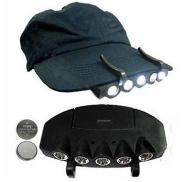 5Led Cap Hat Brim Clip Lamp Head Light Headlight Headlamp Camping Hiking Fishing-Felic Shopping Store Store-Bargain Bait Box