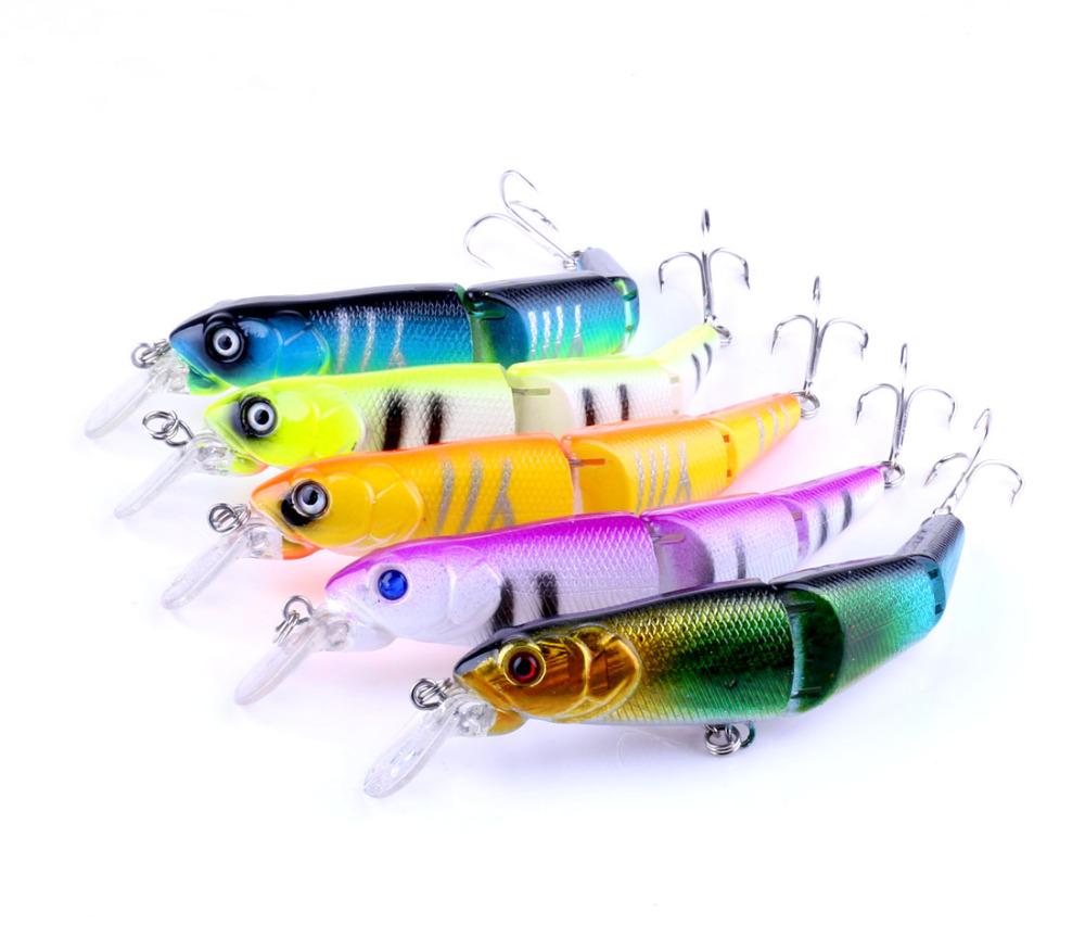 5Pcs 12Cm 16G 4#Hooks Hard Plastic Diving Jointed Minnow S Catfish Swim-Hard Swimbaits-Bargain Bait Box-Mixed colors-Bargain Bait Box