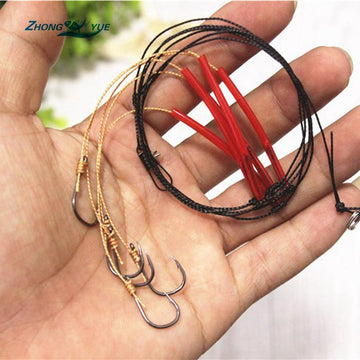 5Pcs 5 Hooks/Set Fishhooks Red Strong Wire Strand Fishing Trace Swivel Fish-Bait Rigs-Bargain Bait Box-5-Bargain Bait Box