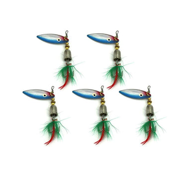 5Pcs Hard Metal Spinnerbaits S Crank Spinner Spoons Fishing 7.4G 6#Hooks-Inline Spinners-Bargain Bait Box-Bargain Bait Box