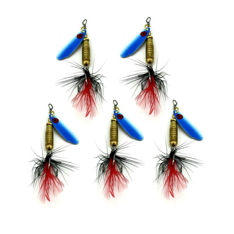 5Pcs Hard Metal Spinnerbaits Sequins Spinner Spoons Fishing 6G 6#Hooks-Inline Spinners-Bargain Bait Box-Bargain Bait Box