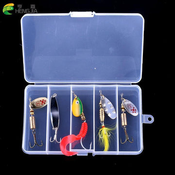 5Pcs In One Box Set Metal Lures For Perch Bass Fishing Spoons Hard Baits Spinner-Hard Bait Kits-Bargain Bait Box-Bargain Bait Box