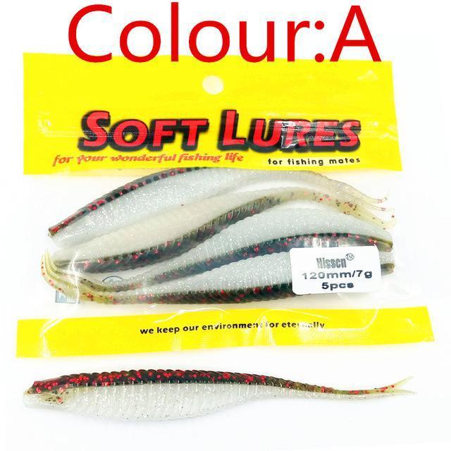 5Pcs Soft Bait 120Mm 7G Fishing Lure Silicone Baits Isca Artificial Para Pesca-WDAIREN KANNI Store-A-Bargain Bait Box