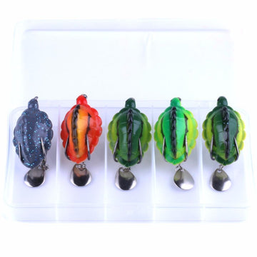 5Pcs Tortoise Soft Swimbaits 5.5Cm 13.4G With Spinnerbaits Spoon Fishing-Frog Baits-Bargain Bait Box-Bargain Bait Box