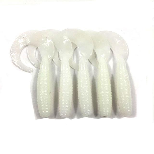 5Pcs/Lot 6Cm 2G Fishing Lure Silicone Bait Artificial Curly Tail Maggots Grub-Rembo fishing tackle Store-E-Bargain Bait Box