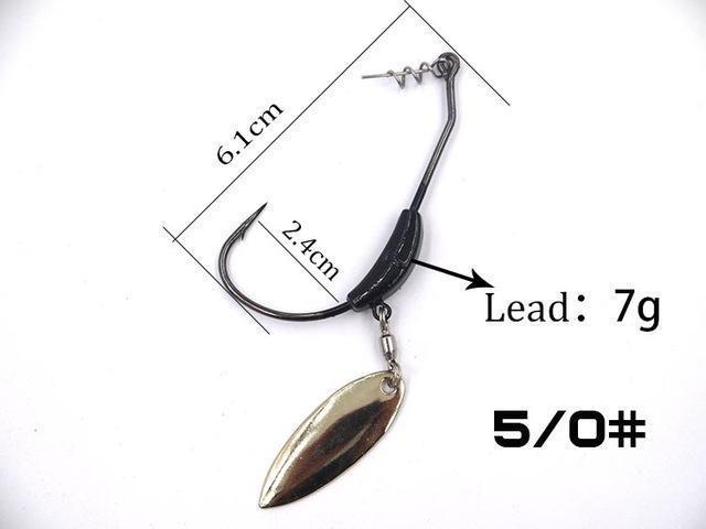 5Pcs/Lot Fishing Crank Hook With The Lead With Metal Spoon Sequins Add Weight-MC&amp;LURE Store-7g Gold-Bargain Bait Box