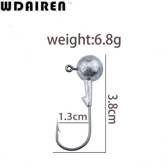 5Pcs/Lot Lead Head Hook Jigs Bait Fishing Hooks For Soft Lure Fishing Tackle-WDAIREN fishing gear Store-C-Bargain Bait Box