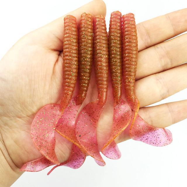 5Pcs/Lot Long Tail Grubs 4.2G 80Mm Curly Tail Soft Lure Long Curly Tail-Dreamer Zhou&#39;store-color A-Bargain Bait Box