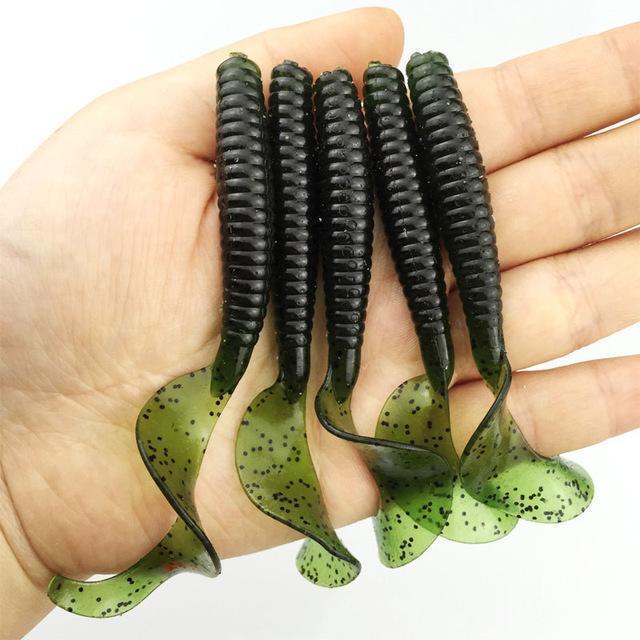 5Pcs/Lot Long Tail Grubs 4.2G 80Mm Curly Tail Soft Lure Long Curly Tail-Dreamer Zhou&#39;store-color B-Bargain Bait Box