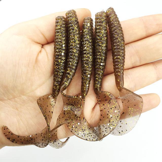 5Pcs/Lot Long Tail Grubs 4.2G 80Mm Curly Tail Soft Lure Long Curly Tail-Dreamer Zhou&#39;store-color E-Bargain Bait Box