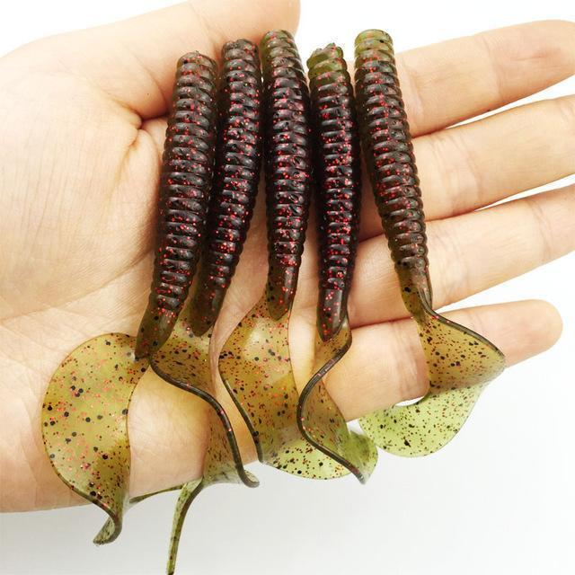 5Pcs/Lot Long Tail Grubs 4.2G 80Mm Curly Tail Soft Lure Long Curly Tail-Dreamer Zhou'store-color G-Bargain Bait Box