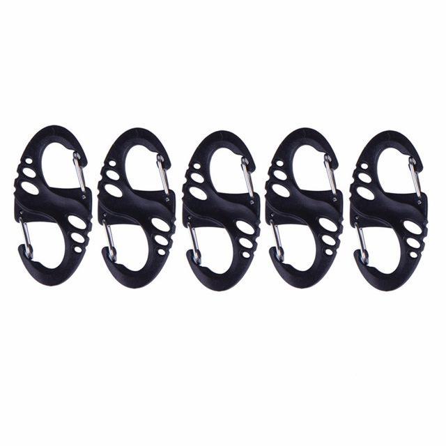 5Pcs/Lot S Type Backpack Clasps Climbing Carabiners Edc Keychain Camping-easygoing4-Black-Bargain Bait Box