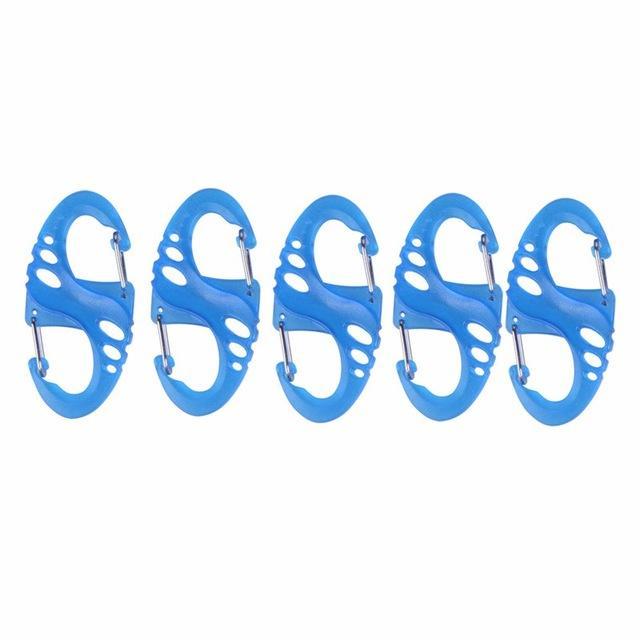 5Pcs/Lot S Type Backpack Clasps Climbing Carabiners Edc Keychain Camping-easygoing4-Blue-Bargain Bait Box