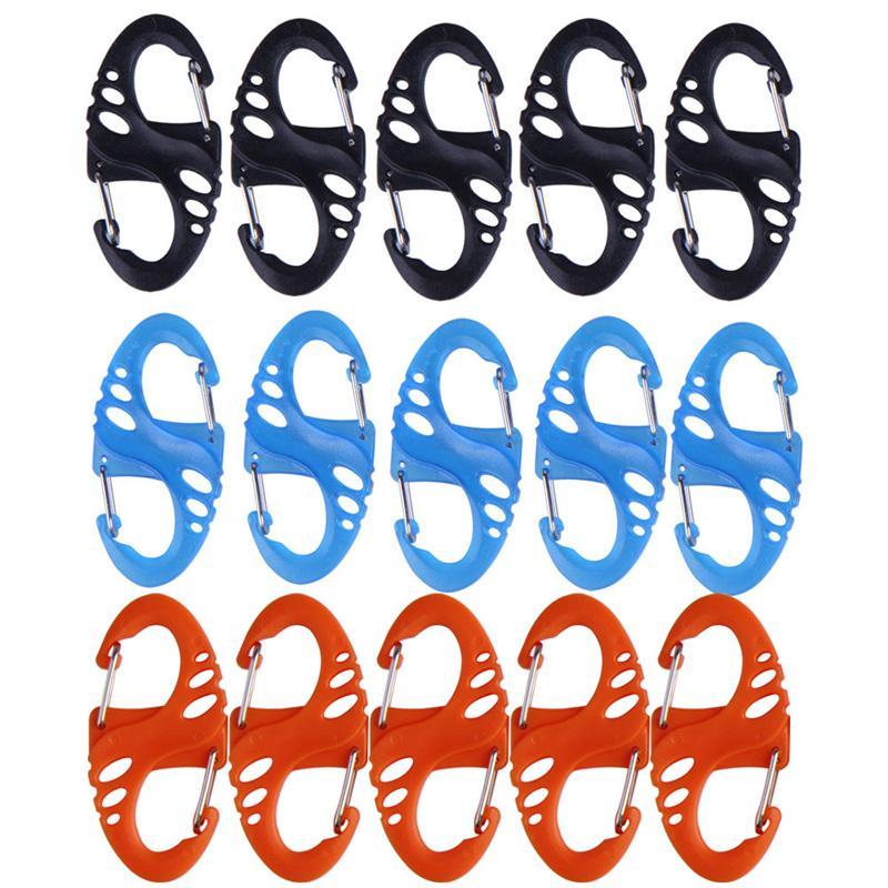 5Pcs/Lot S Type Backpack Clasps Climbing Carabiners Edc Keychain Camping-easygoing4-Orange-Bargain Bait Box