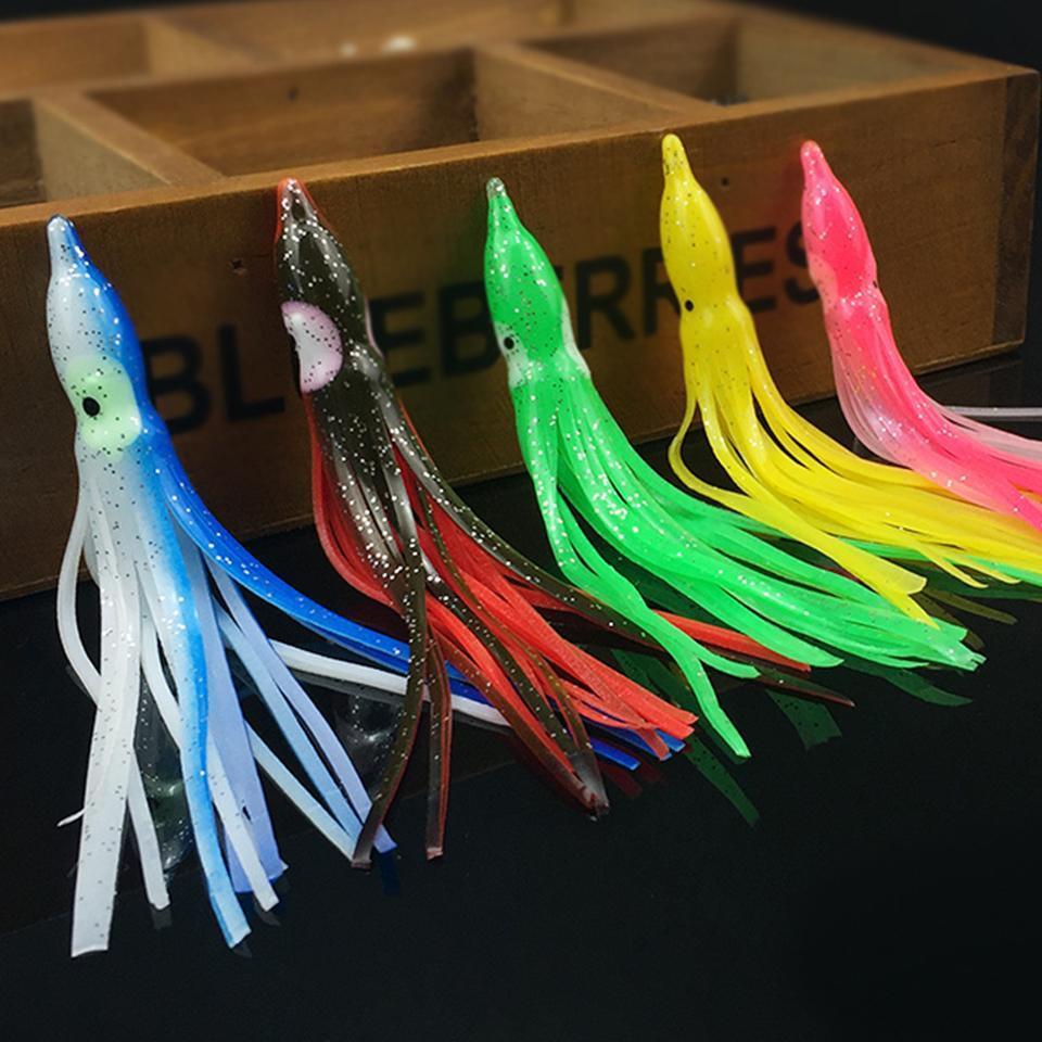 5Pcs/Lot Soft Octopus Fishing Lures For Jigs Mixed Color Luminous Octopus Skirts-YPYC Sporting Store-Bargain Bait Box