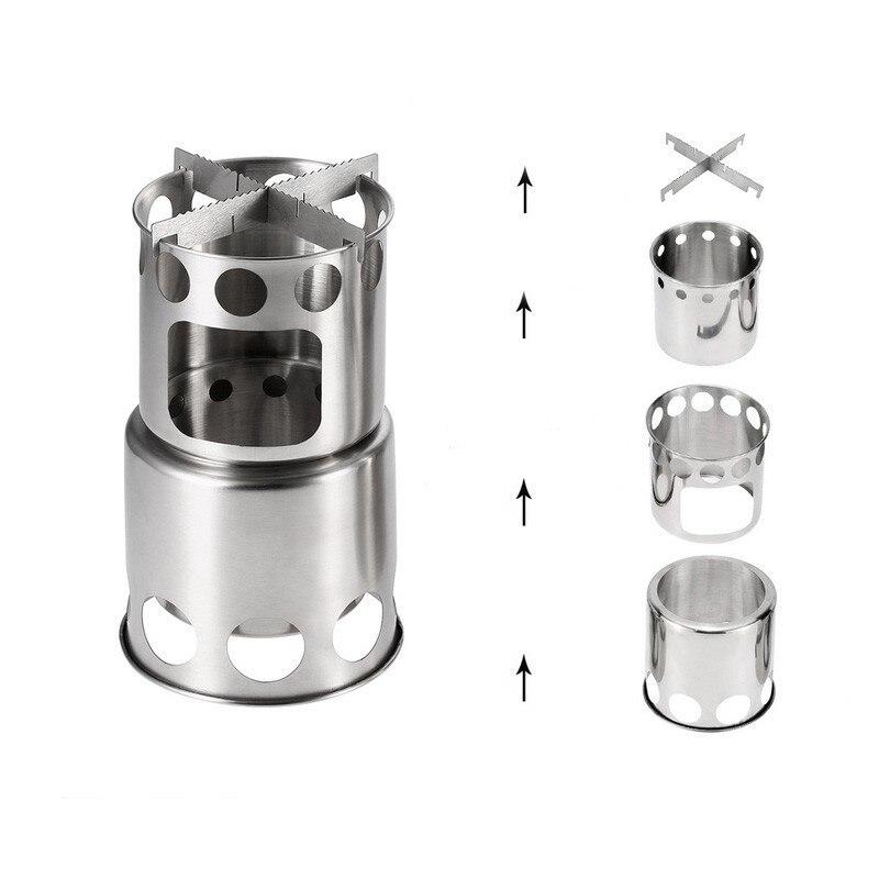 5Pcs/Lot Stainless Steel Portable Camping Stove Combo Wood Burning Stove And-Outdoor Stoves-Alpscamping Store-Green-Bargain Bait Box