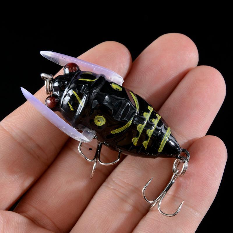 5Pcs/Lots Hard Plastic Cicada Fishing Lures 3D Eyes With Wing