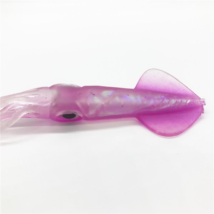 5Pcs/Set 10Cm/4&quot; Pink Luminous Soft Squid Jigs Pesca Trolling Fishing Parts-Gearlly outdoor store-luminous-Bargain Bait Box