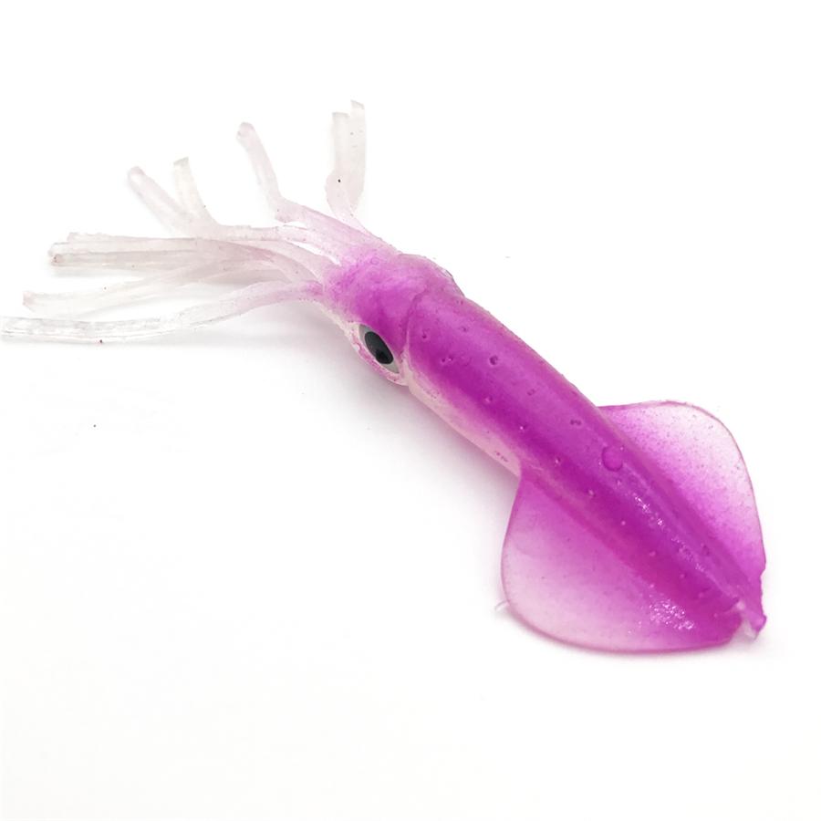 5Pcs/Set 10Cm/4" Pink Luminous Soft Squid Jigs Pesca Trolling Fishing Parts-Gearlly outdoor store-luminous-Bargain Bait Box