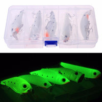5Pcs/Set Night Fishing Lures Fishing Kit Glow In Dark Vib Popper Crank Minnow-fixcooperate-Bargain Bait Box