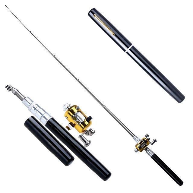 6 Colors Portable Mini Fishing Rod Pocket Telescopic Mini Fishing Pole-Hi guys,Just do it now!-Black-Bargain Bait Box