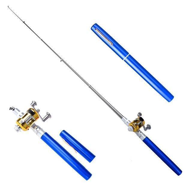 6 Colors Portable Mini Fishing Rod Pocket Telescopic Mini Fishing Pole-Hi guys,Just do it now!-Blue-Bargain Bait Box