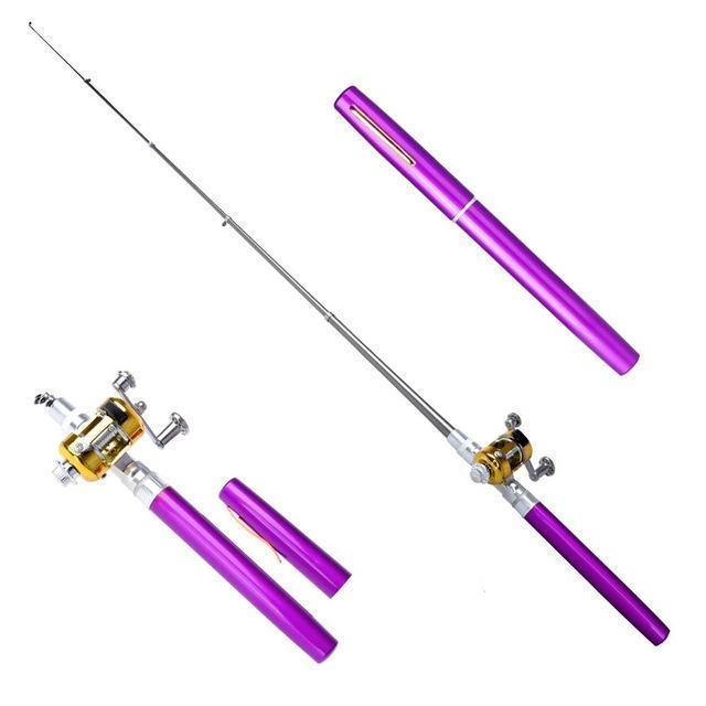 6 Colors Portable Mini Fishing Rod Pocket Telescopic Mini Fishing Pole-Hi guys,Just do it now!-Purple-Bargain Bait Box