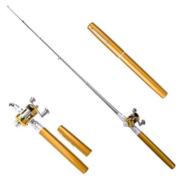 6 Colors Portable Mini Fishing Rod Pocket Telescopic Mini Fishing Pole-Hi guys,Just do it now!-Yellow-Bargain Bait Box
