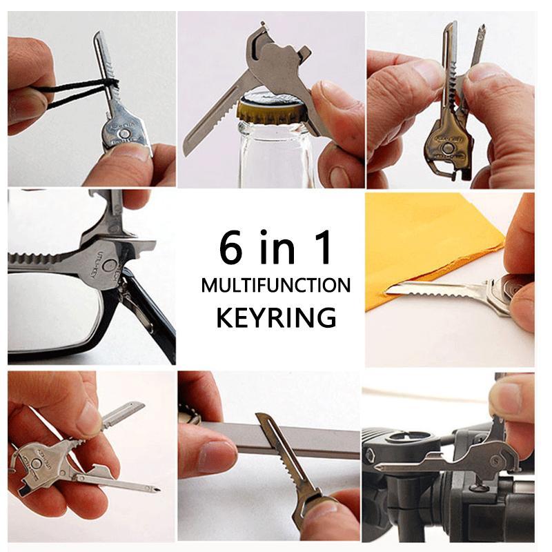 6-In-1 Outdoor Stainless Steel Folding Key Ring Swiss Tech Utili-Key Versatile-YT Dropship Store-Bargain Bait Box