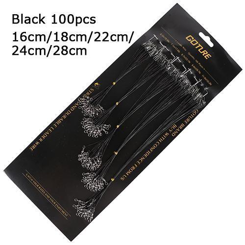 60/100Pcs Fishing Trace Lures Silver Stainless Steel Leader Fishing Line Wire-Fishing Leaders-Bargain Bait Box-100pcs black-Bargain Bait Box