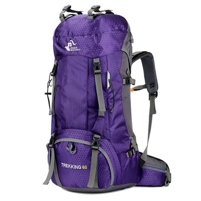 60L Outdoor Backpack Camping Bag With Rain Cover Waterproof Mountaineering-WinmaxSportsBag Store-Purple-Bargain Bait Box