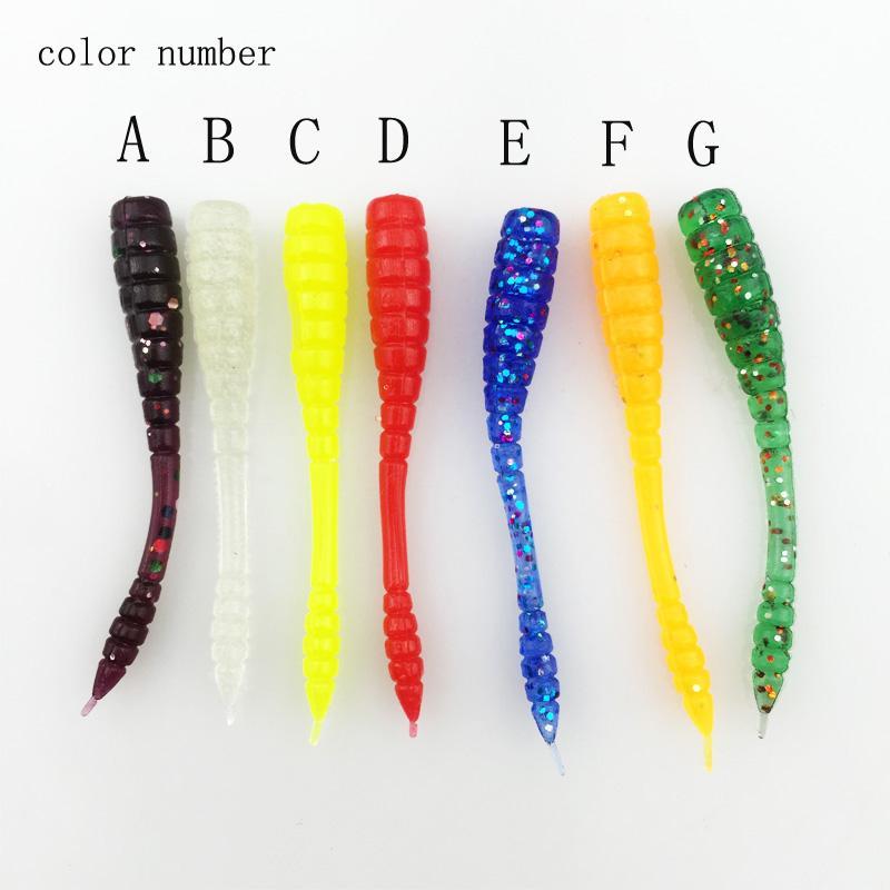 60Pcs 4.5Cm/0.43G Esfishing Worm Fishing Bait Soft Lure Fishing Lure Isca-Dreamer Zhou'store-Color A-Bargain Bait Box