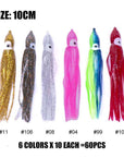 60Pcs 6Cm 8Cm 10Cm Squid Rubber Skirts, Soft Octopus Lures, Hoochie Fishing-countbass Fishing Tackles Store-10cm-Bargain Bait Box